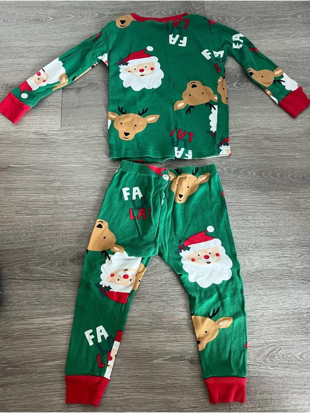 Carter’s 24M Green Santa & Reindeer Holiday Pajama Set